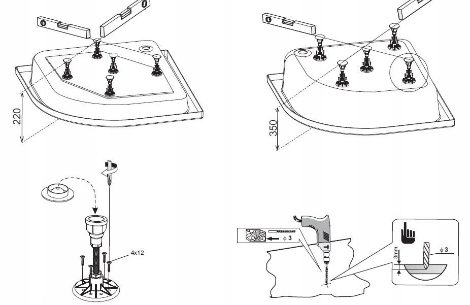 NOGI DO BRODZIKA KOMPLET 5 szt . 90 mm - 140 mm Marka Aquaform