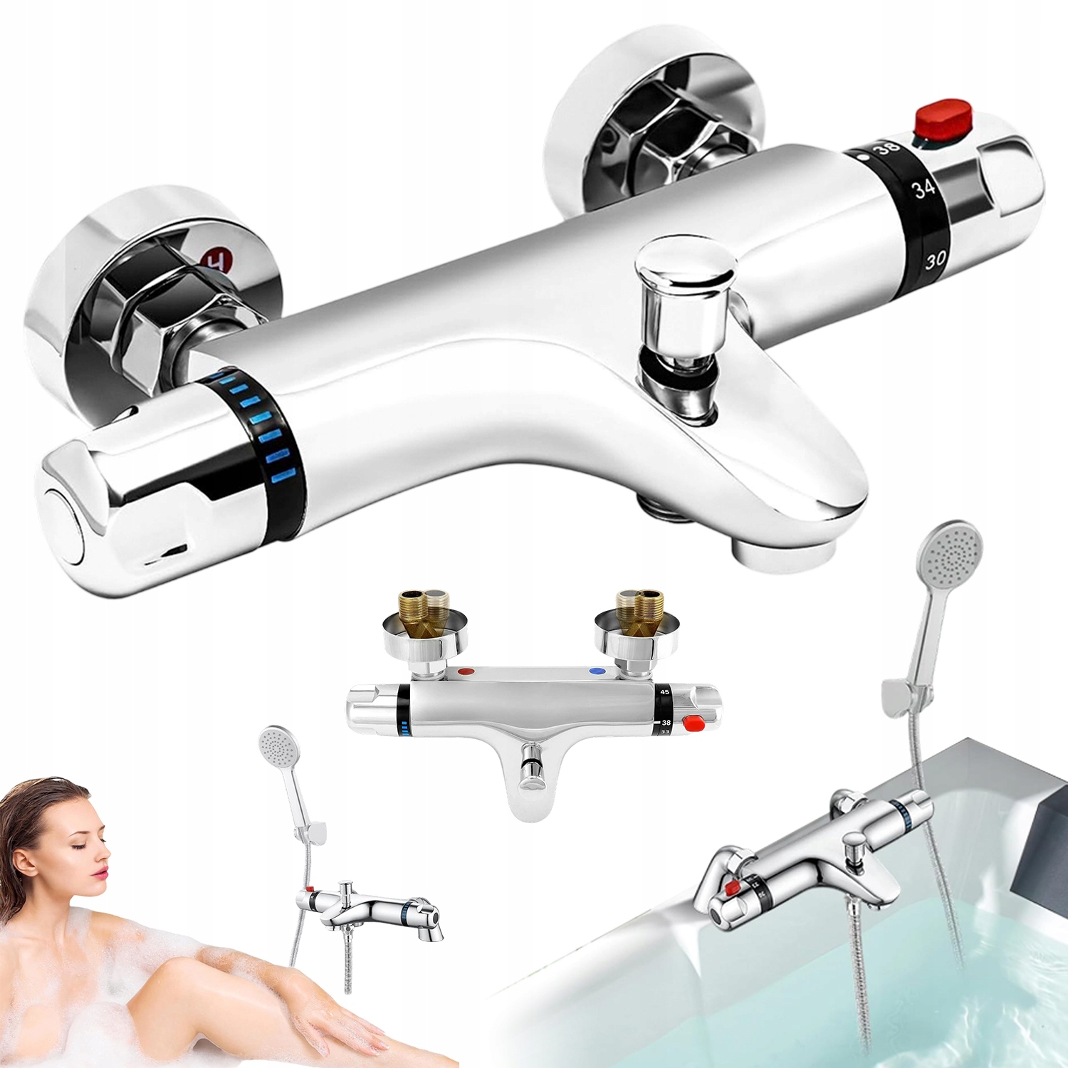 Mosazná Termostatická Baterie Pod Omítku Pro Koupelnu 38°C