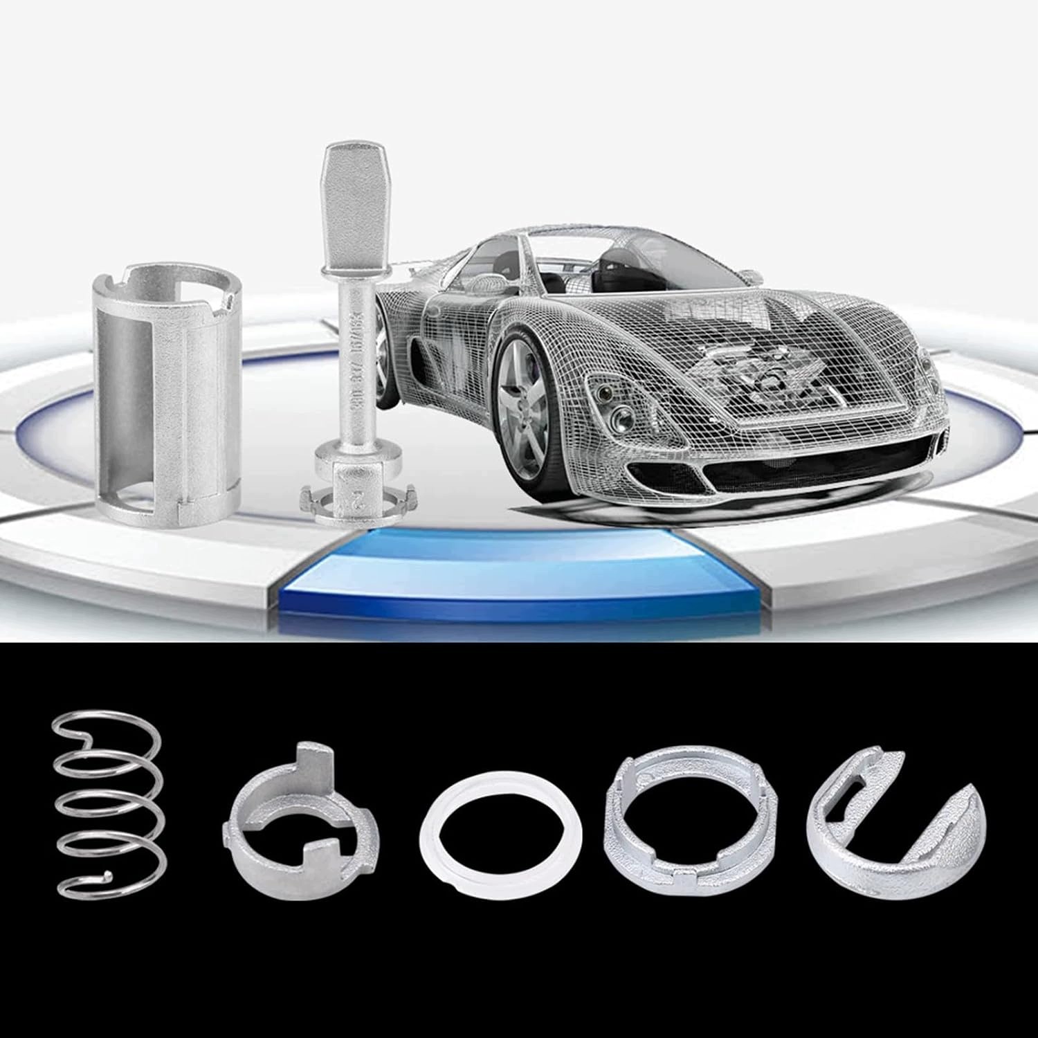 Universalus metalinis automobilio durų spynos remonto komplektas 1995–2006 – produkto ir komplektacijos nuotrauka 2