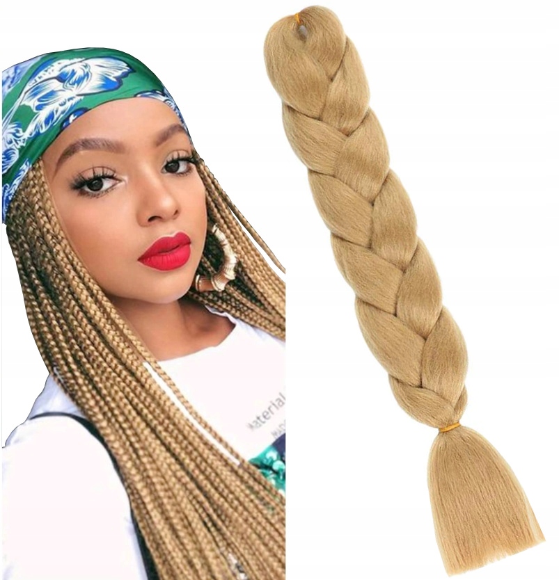 WŁOSY SYNTETYCZNE DO WARKOCZY DOCZEPY DREDY BOKSERSKI ŚREDNI BLOND 24