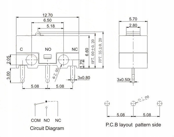 Przełącznik krańcowy microswitch SNAP 6x13mm SPDT NO NC Kod producenta micro switch Snap Action SPST