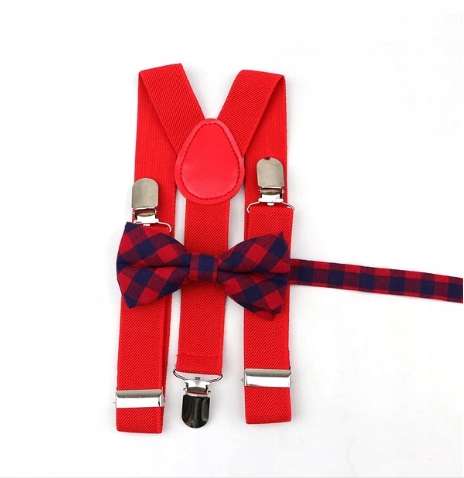 

Szelki dziecięce czerwone i Mucha czerwona kratka