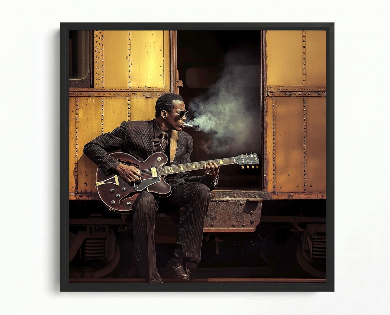 Obraz Rama American Box Postava Hudobník Gitarista Jazz Blues Vlak 60x60