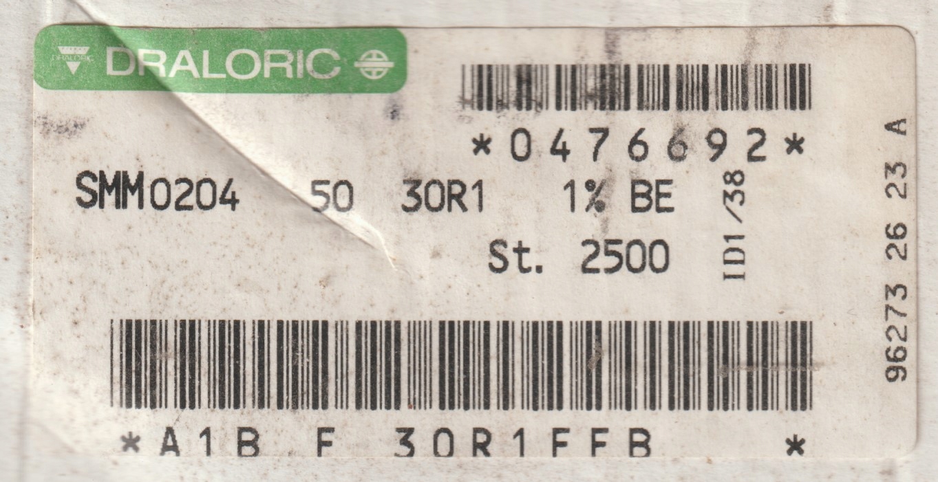 [100szt] 30R1 1% 50ppm rezystor Smd minimelf SMM0204 Draloric low noise