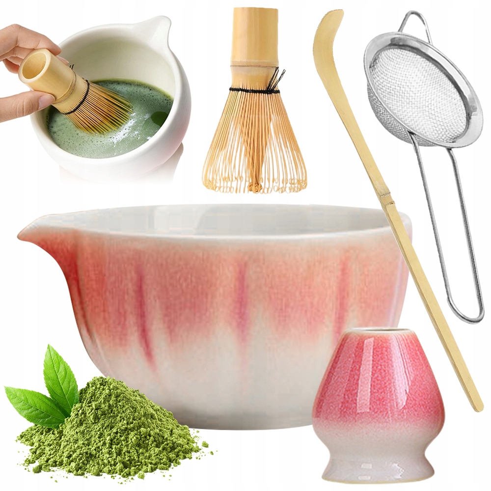 Levně Sada Na Čaj Matcha 5V1 Keramická Šálek Metlička Čajová Lžička Matcha