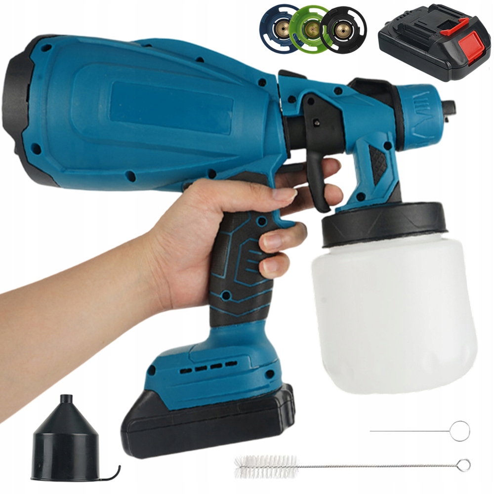 Bezdrátová Stříkací Pistole 50 Din Pro Malování Stěn 3 Trysky +2 Aku