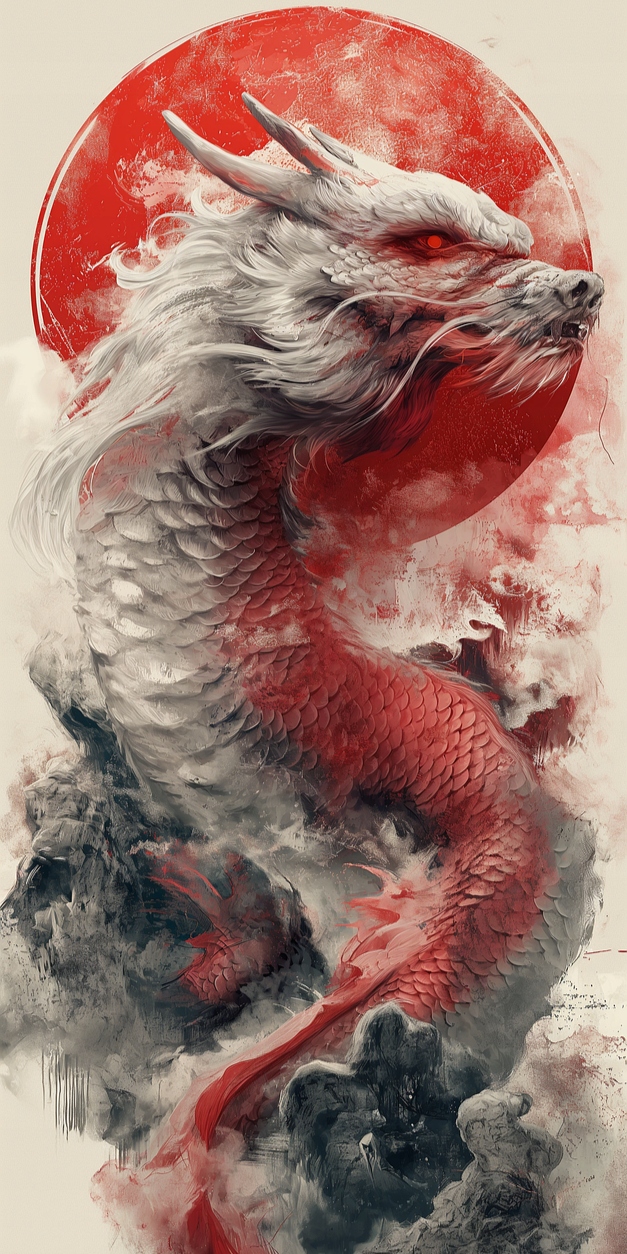 Diamantová výšivka Čínský drak Portrét Měsíc Příroda Velký 40x80 cm