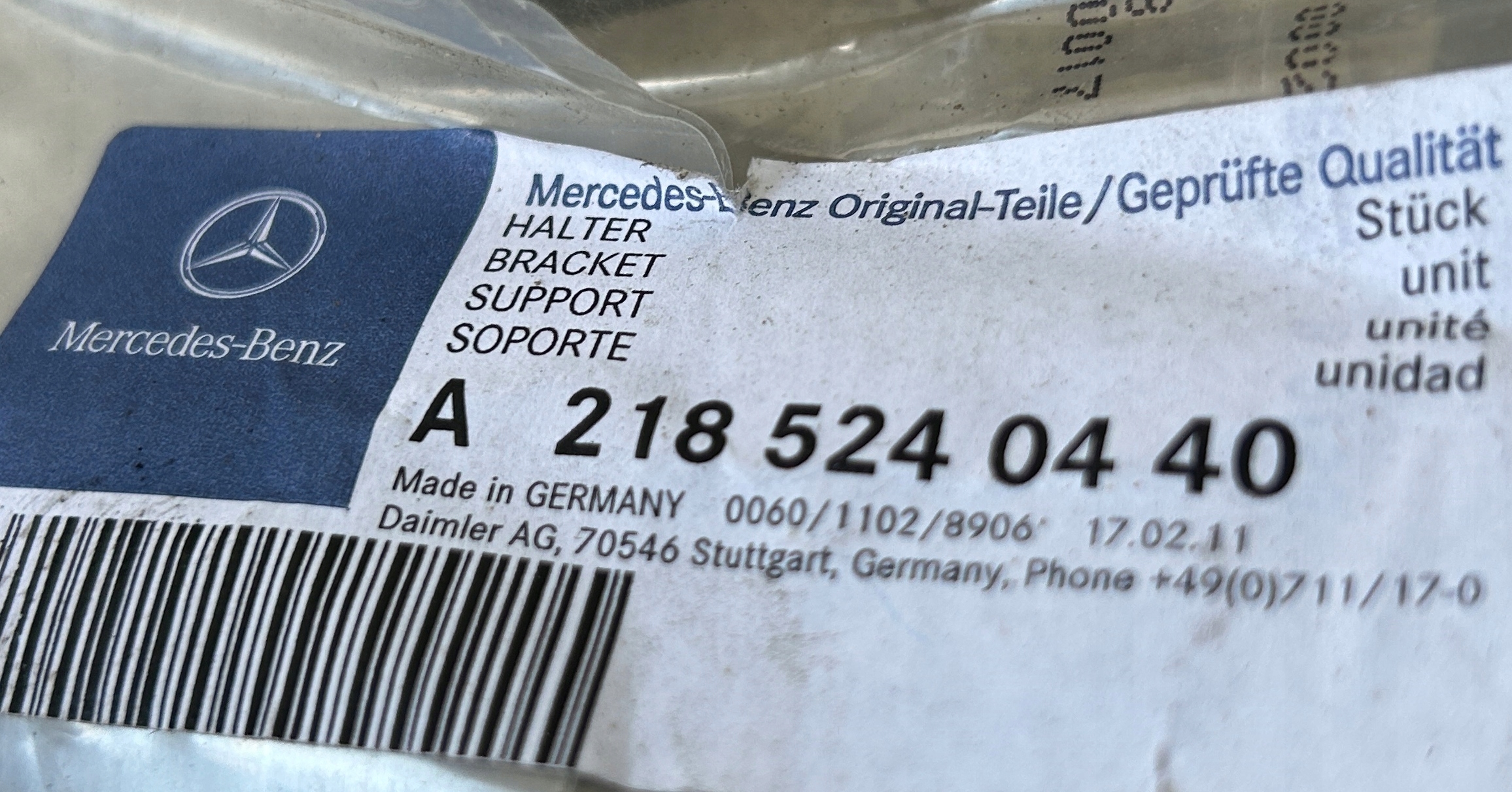Halter PRZEWODOW luft MERCEDES A2185240440