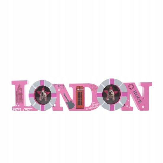 

Ramka Na 2 Zdjęcia London Różowa Srebrna 40x10 cm