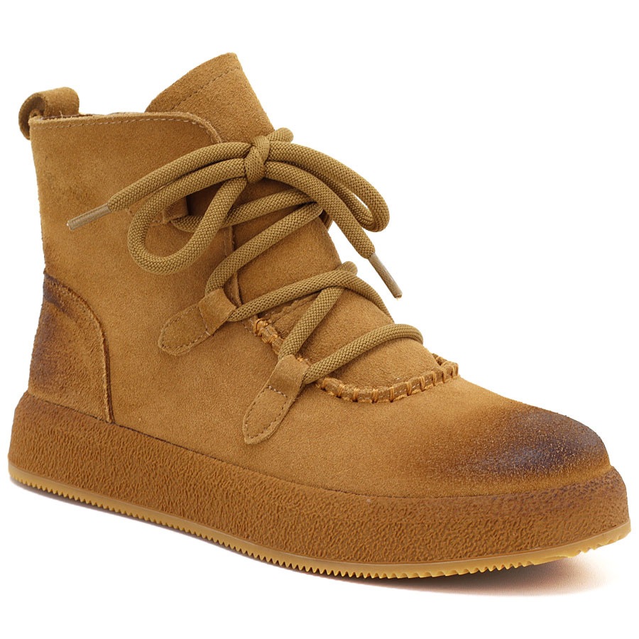 Kožené dámské kotníkové boty na silné camel podrážce Artiker 55C1008 39