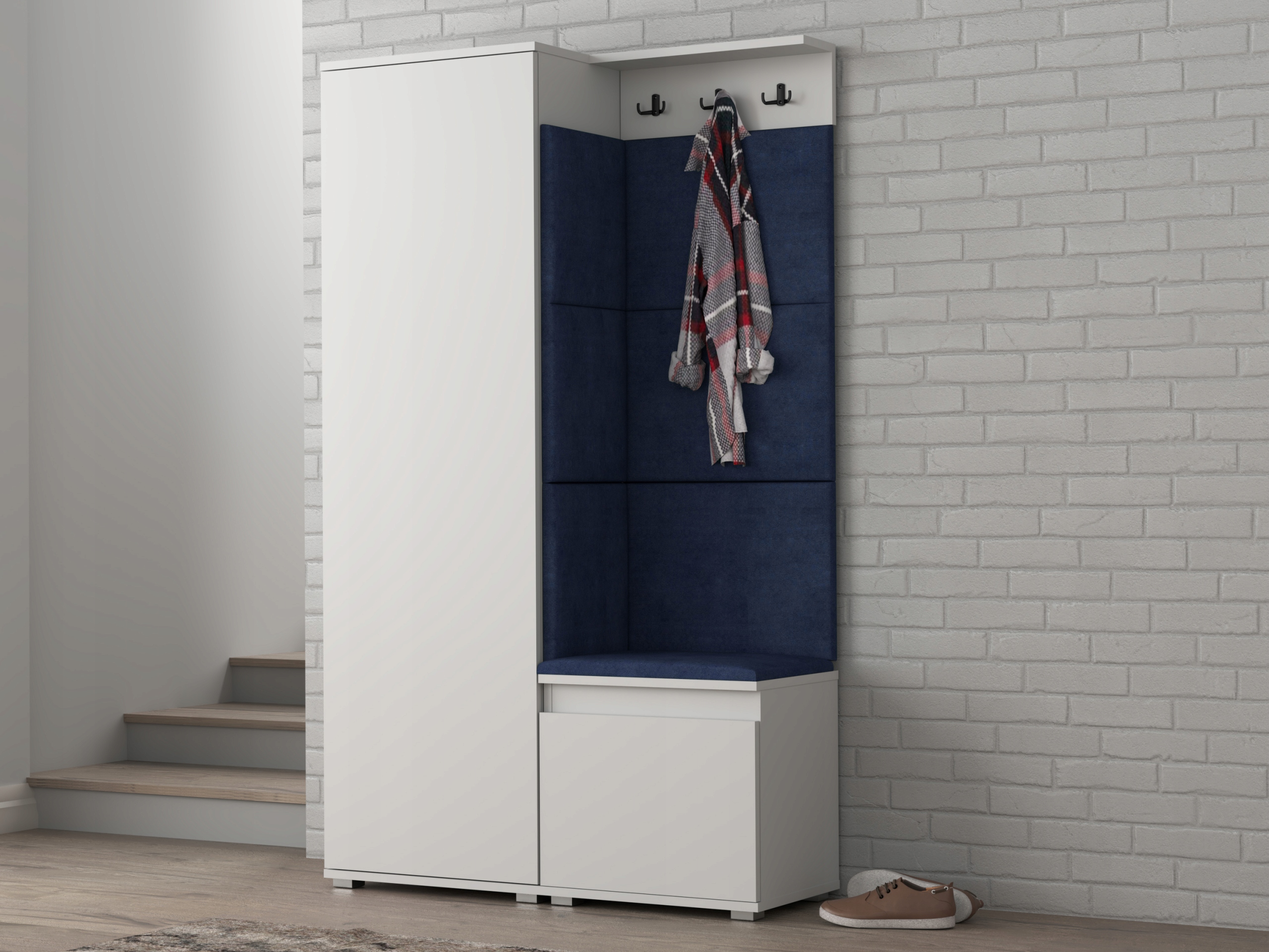 Garderoba przedpokój szafa panele NEVADA 104 BIAŁA Szerokość mebla 104 cm