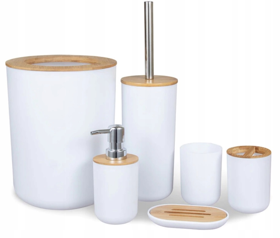 

Zestaw Łazienkowy 6 Elementów Komplet Biały