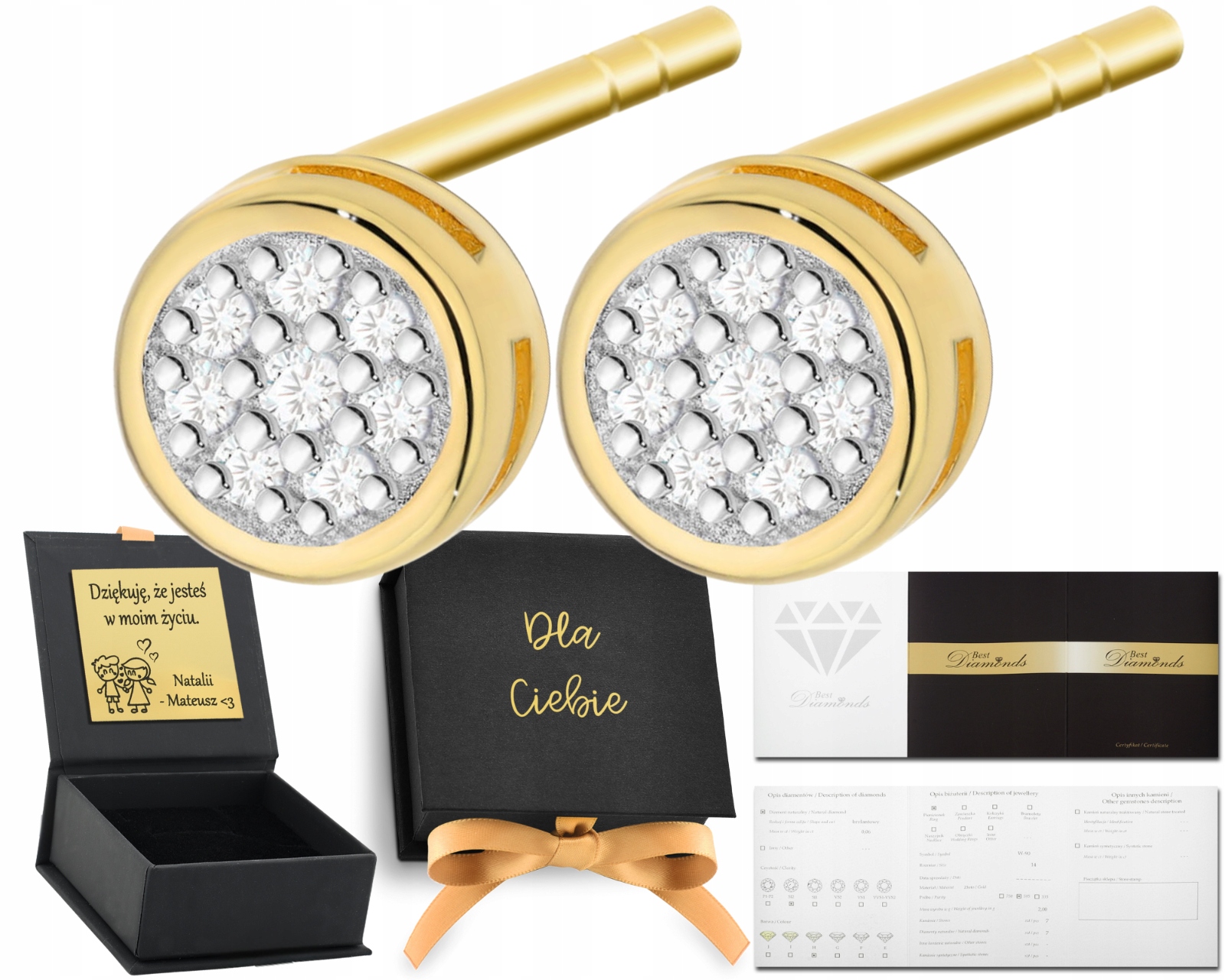 Zlaté Náušnice S Brilianty 0,09 Ct Šrouby