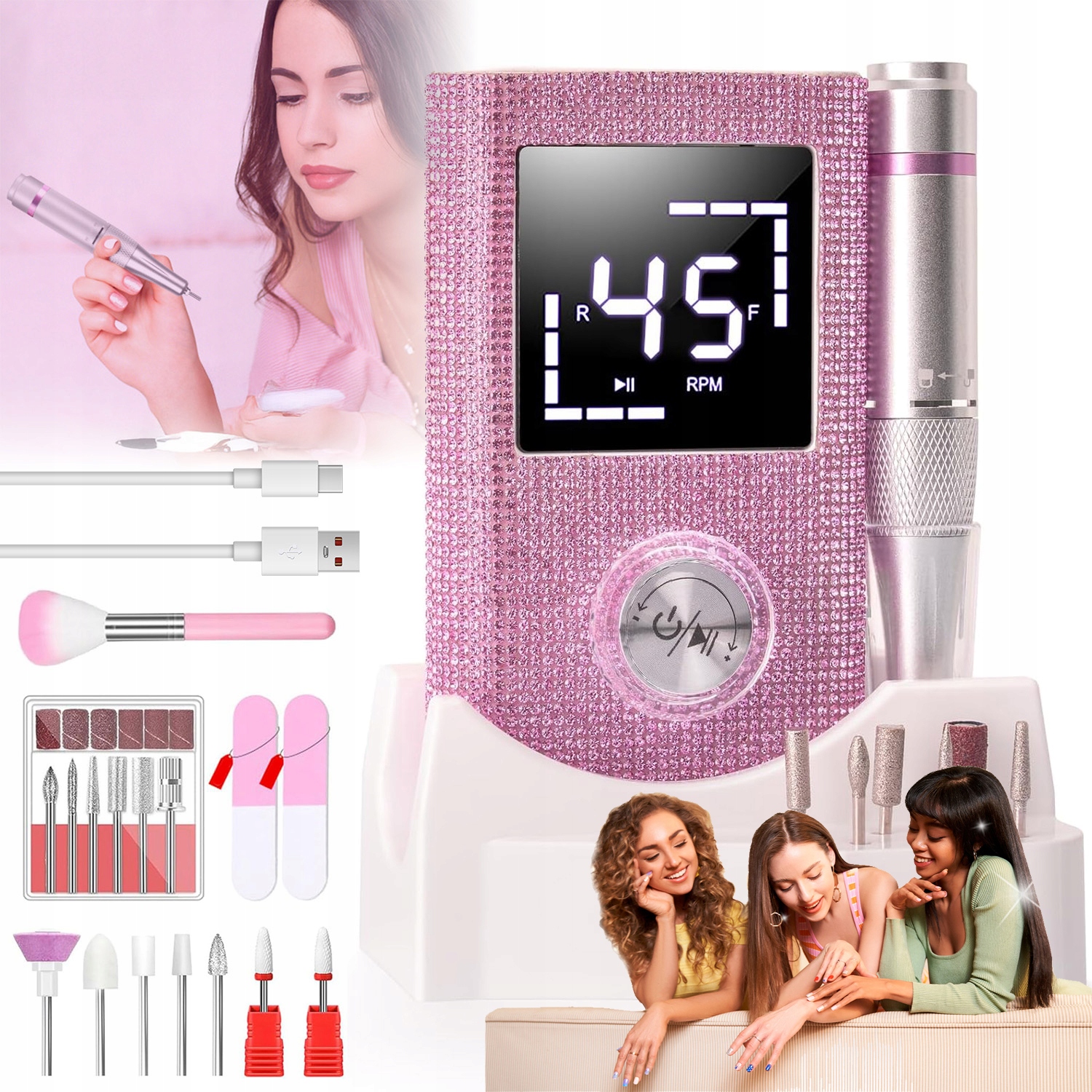 Bruska Na Nehty Manikúra Pedikúra Sada Fréz Profesionální, Trvanlivá