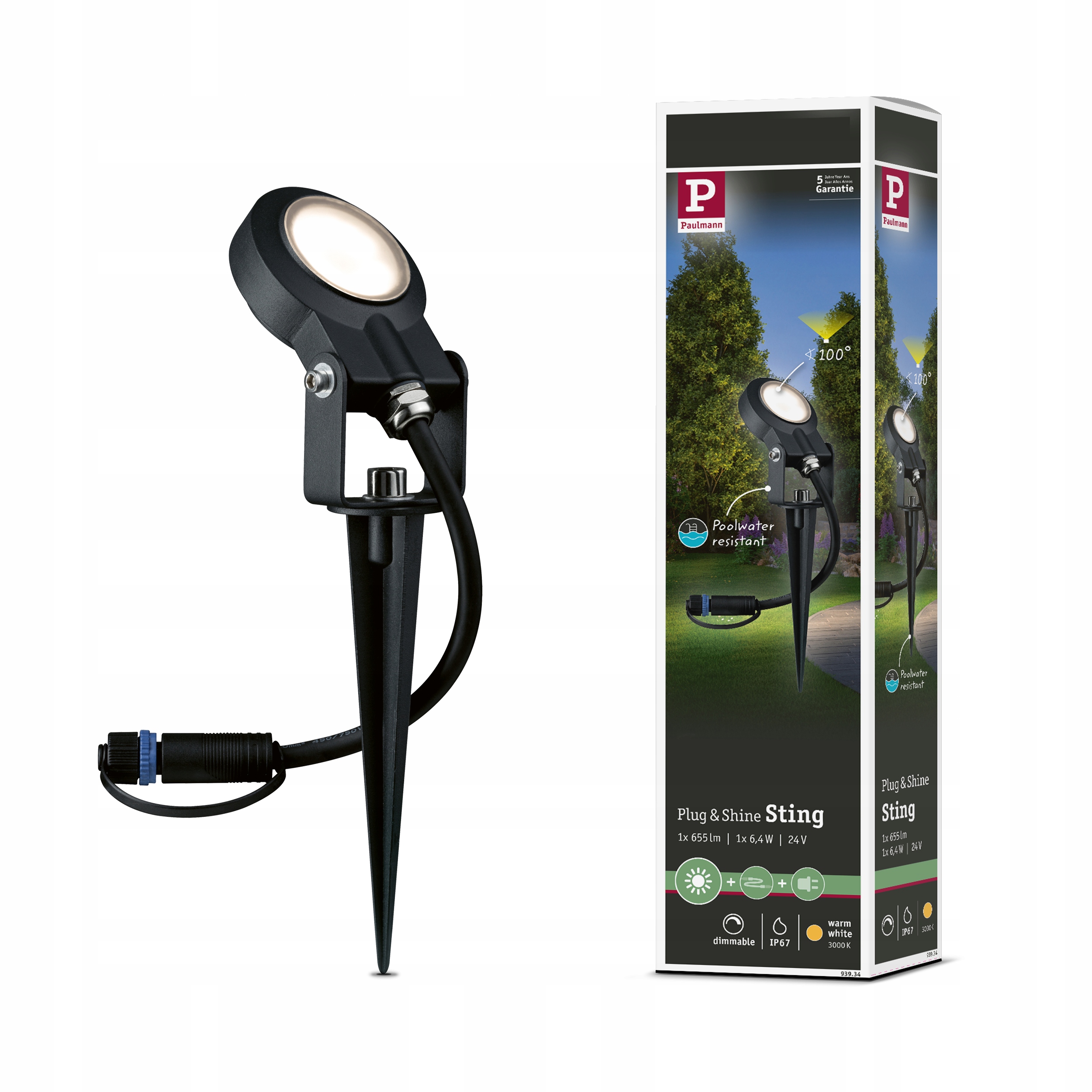 Reflektor ogrodowy Sting Led Plug & Shine 6,4W 3K IP67 24V antracyt PL93934