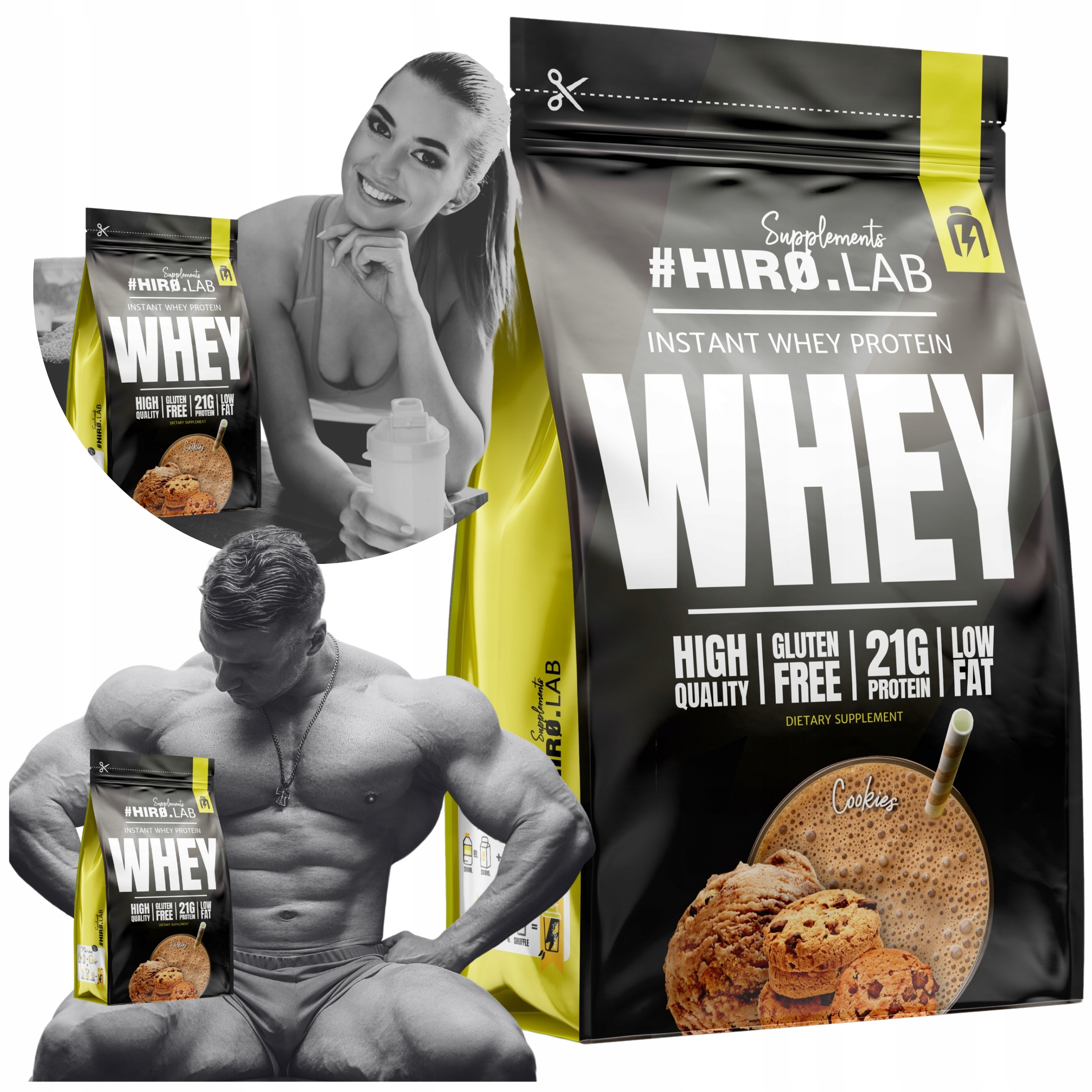 Protein Wpc Instant Whey Protein syrovátkový doplněk stravy 750 g Hiro sušenky