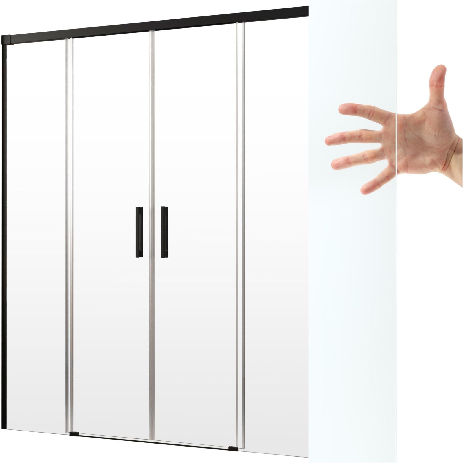 Drzwi wnękowe prysznic Idea Black Dwd 200 cm w kolorze czarnym
