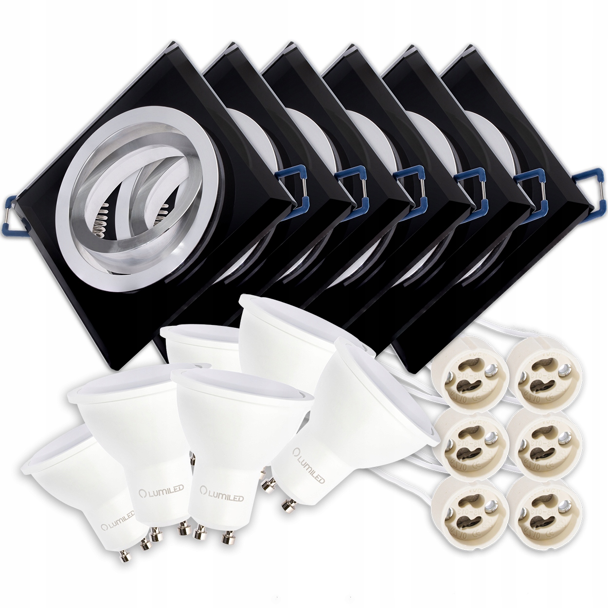 

6x Oprawa halogenowa Szklana ruchoma Led GU10 6W