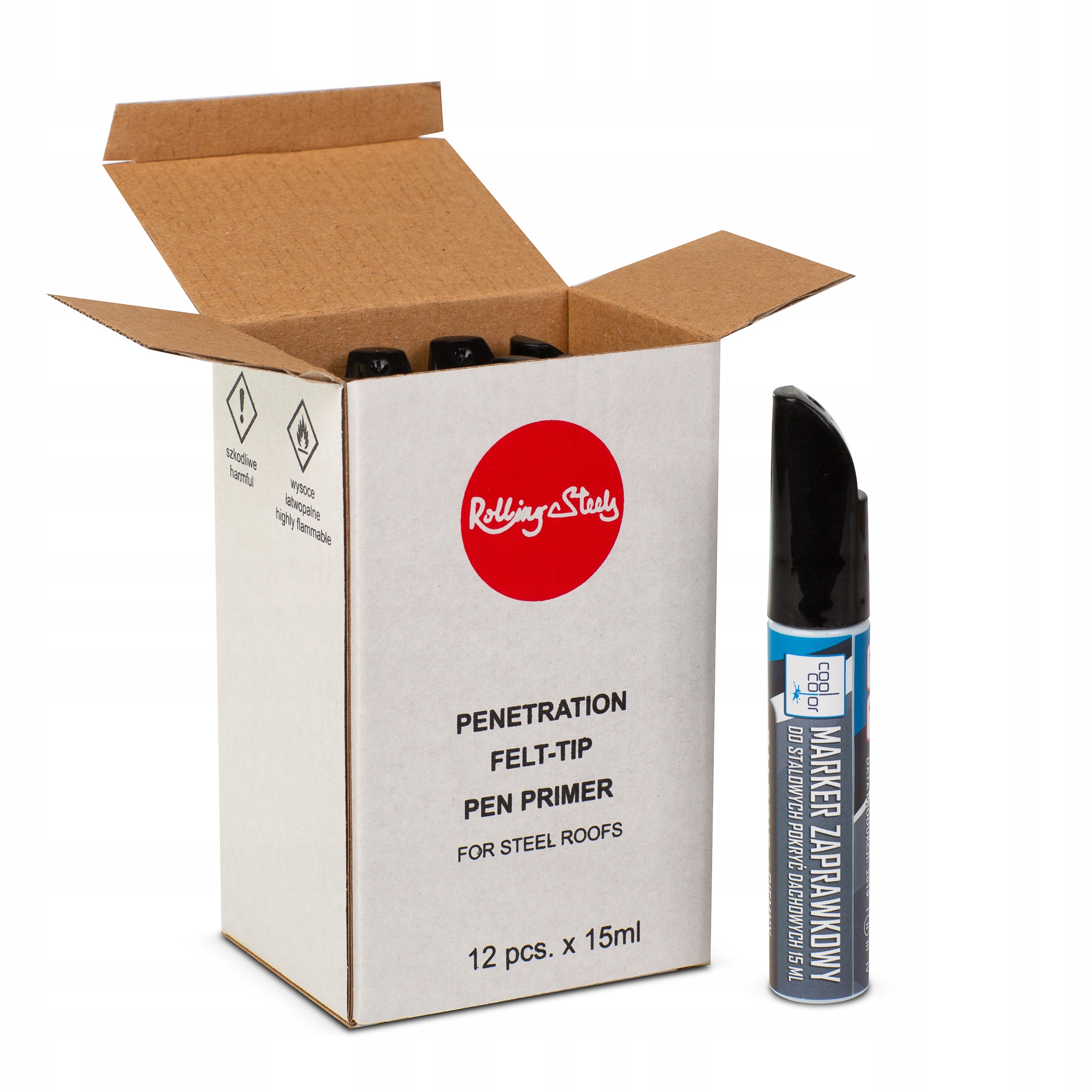 Marker zaprawkowy LAKIER do blach 15 ml BRĄZ RAL 8017 Długość 1 m