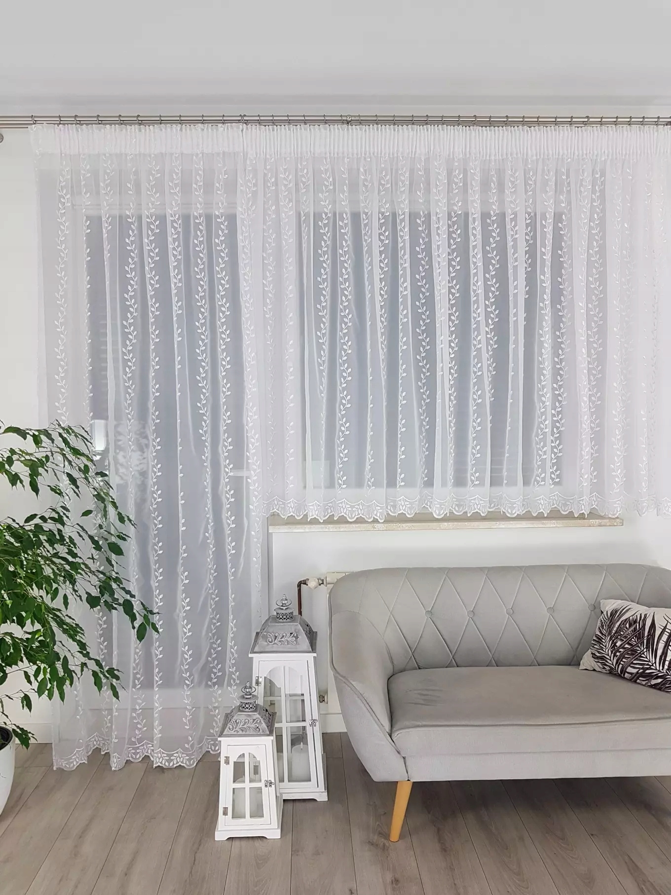 Komplet Balkonowy Z Haftem Listki Zestaw Na Balkon Firany Gotowe Do Salonu