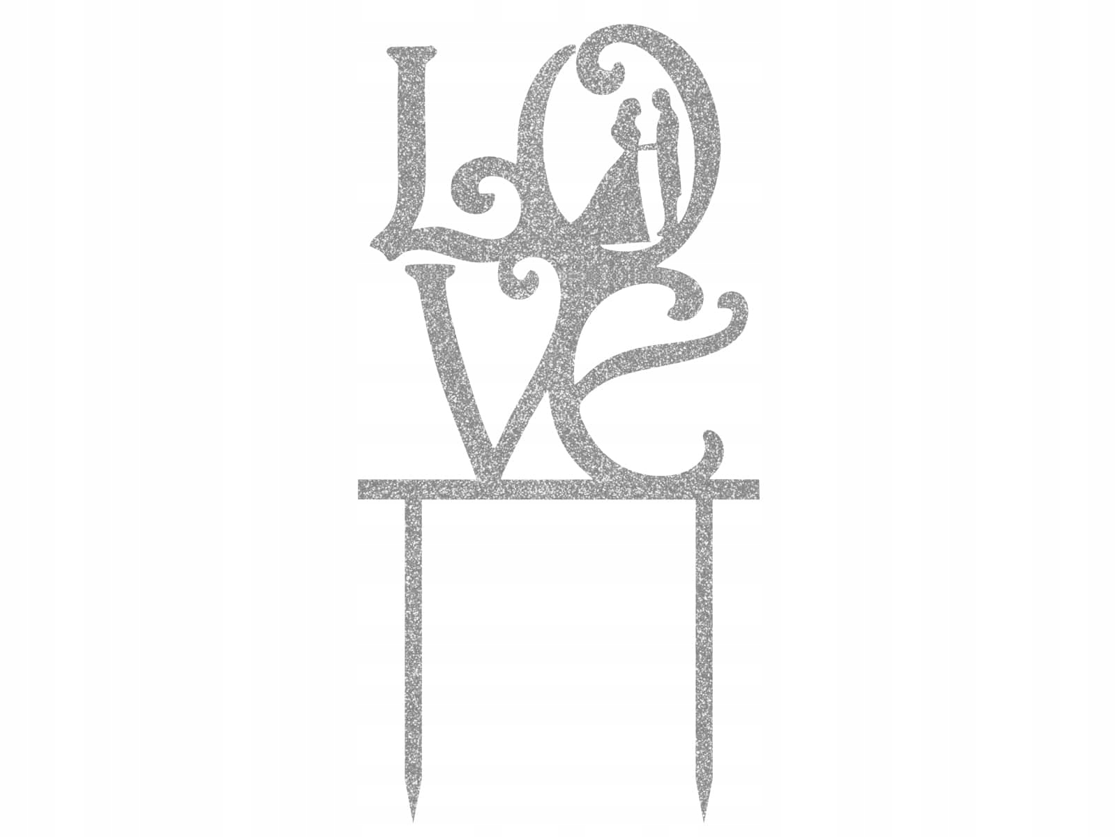 

Topper na tort Love srebrny 15,5x8 cm Wesele plexi