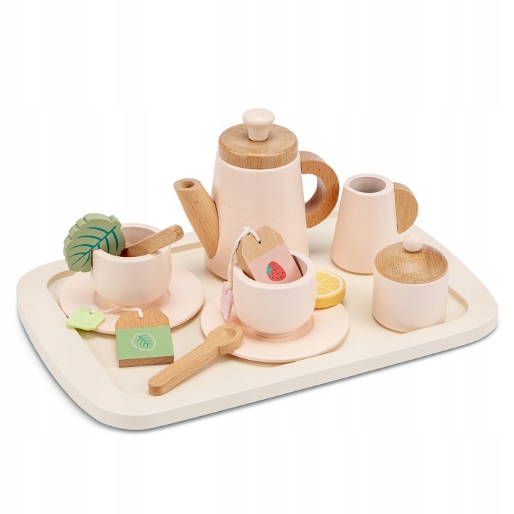 New Classic Toys Woet Drewniany Zestaw Do Parzenia Herbaty Z Tacą