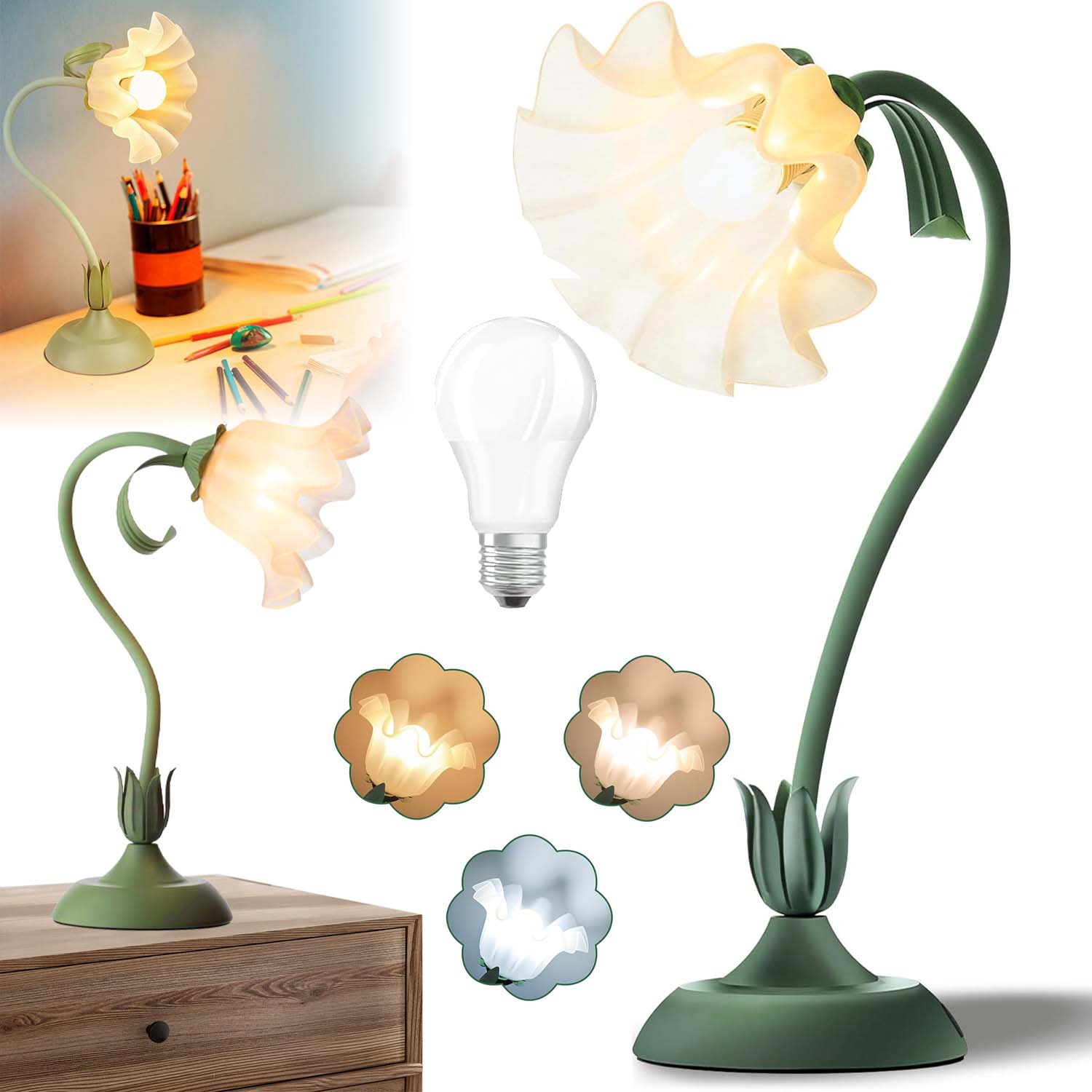 Stolní Lampa Ve Tvaru Květiny, Stmívatelná Led Stolní Lampa Do Domácnosti