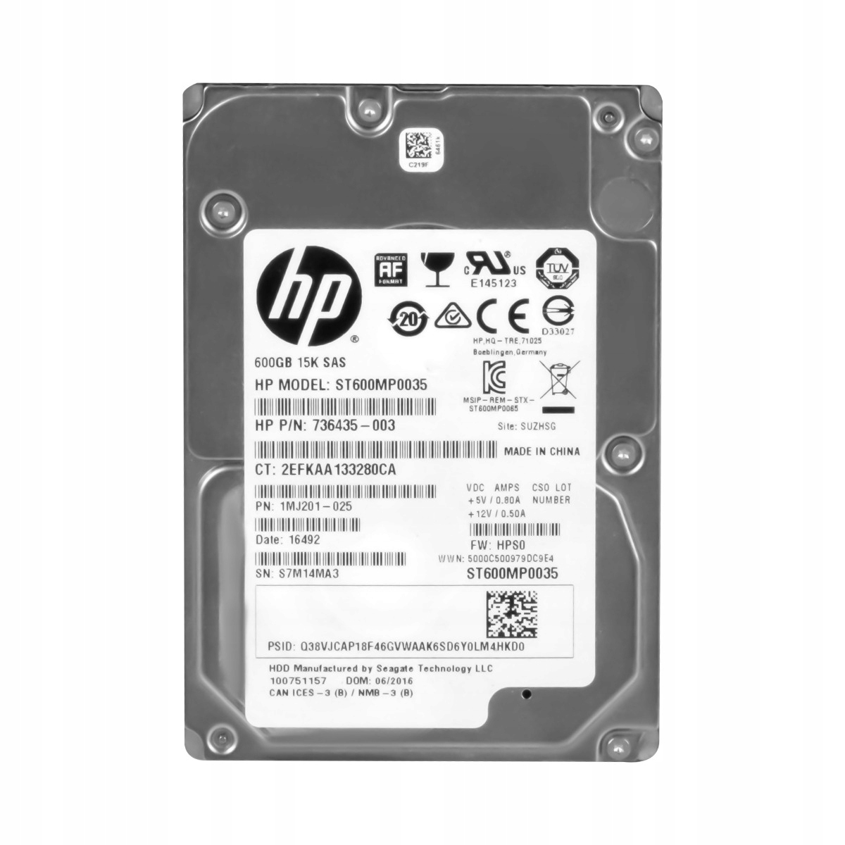 Hp 736435-003 600GB 15K 128MB SAS-3 2.5'' ST600MP0035
