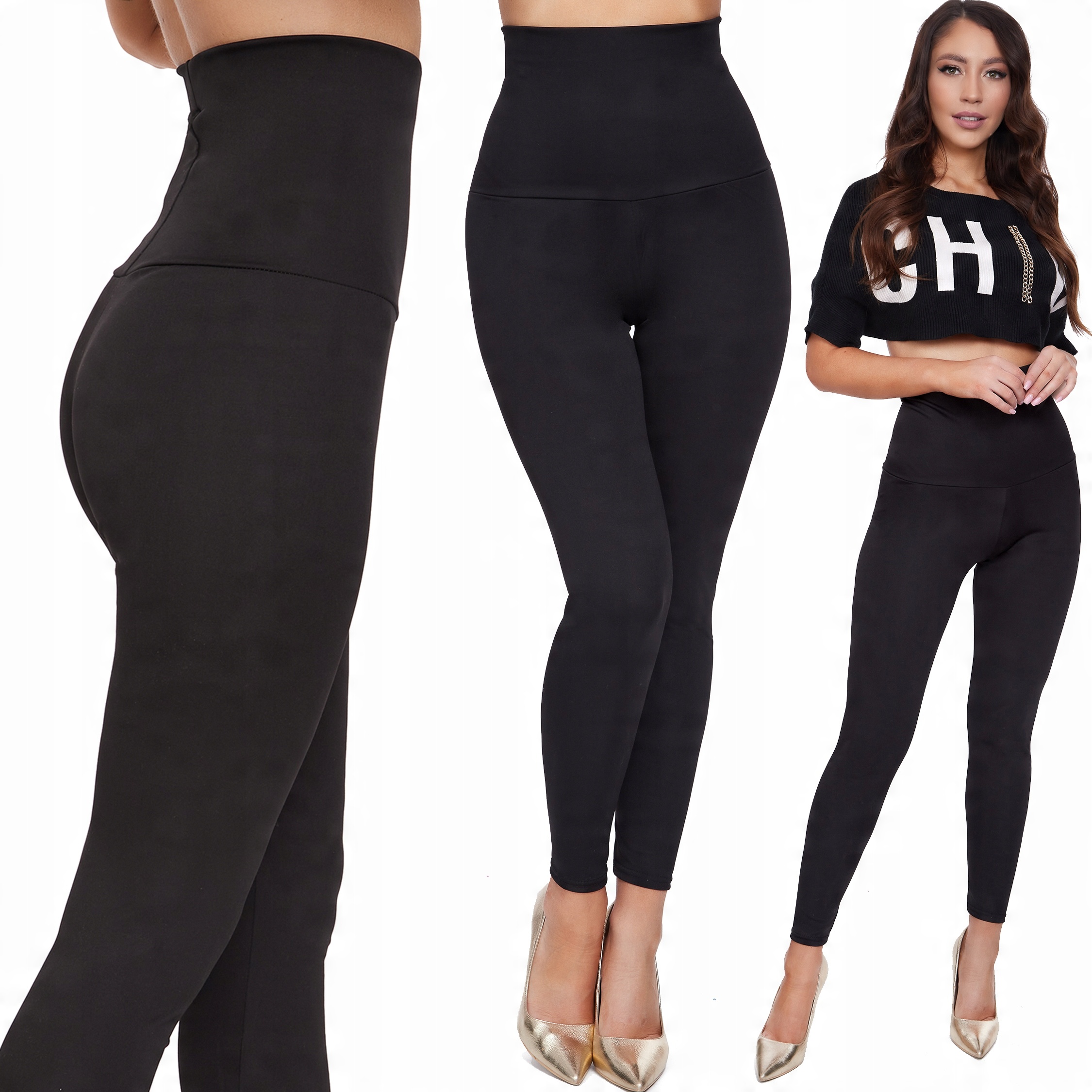 

418_ 3XL/46 _Legginsy Kryjące Wysoki Stan