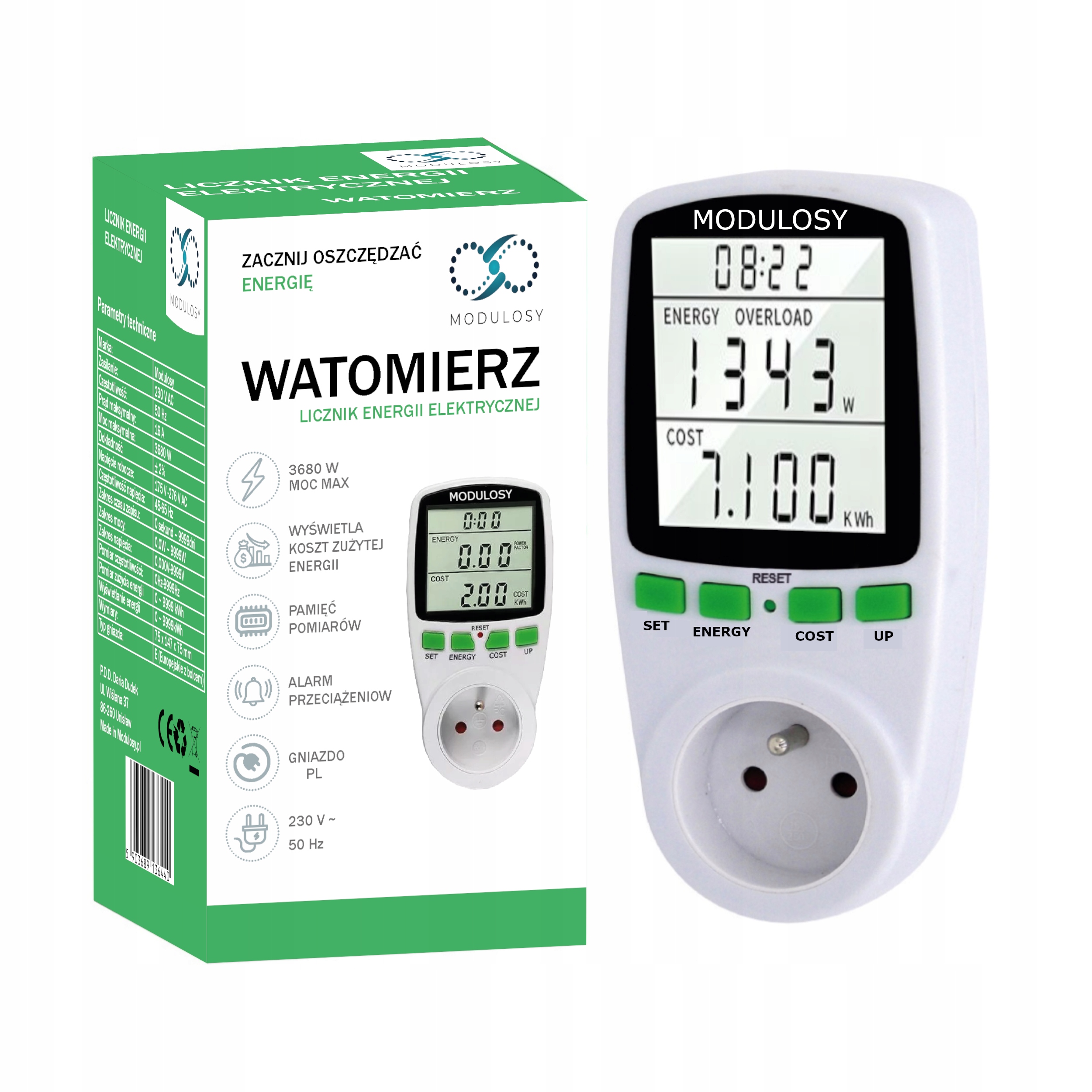 

Licznik Miernik Energii Elektrycznej Watomierz