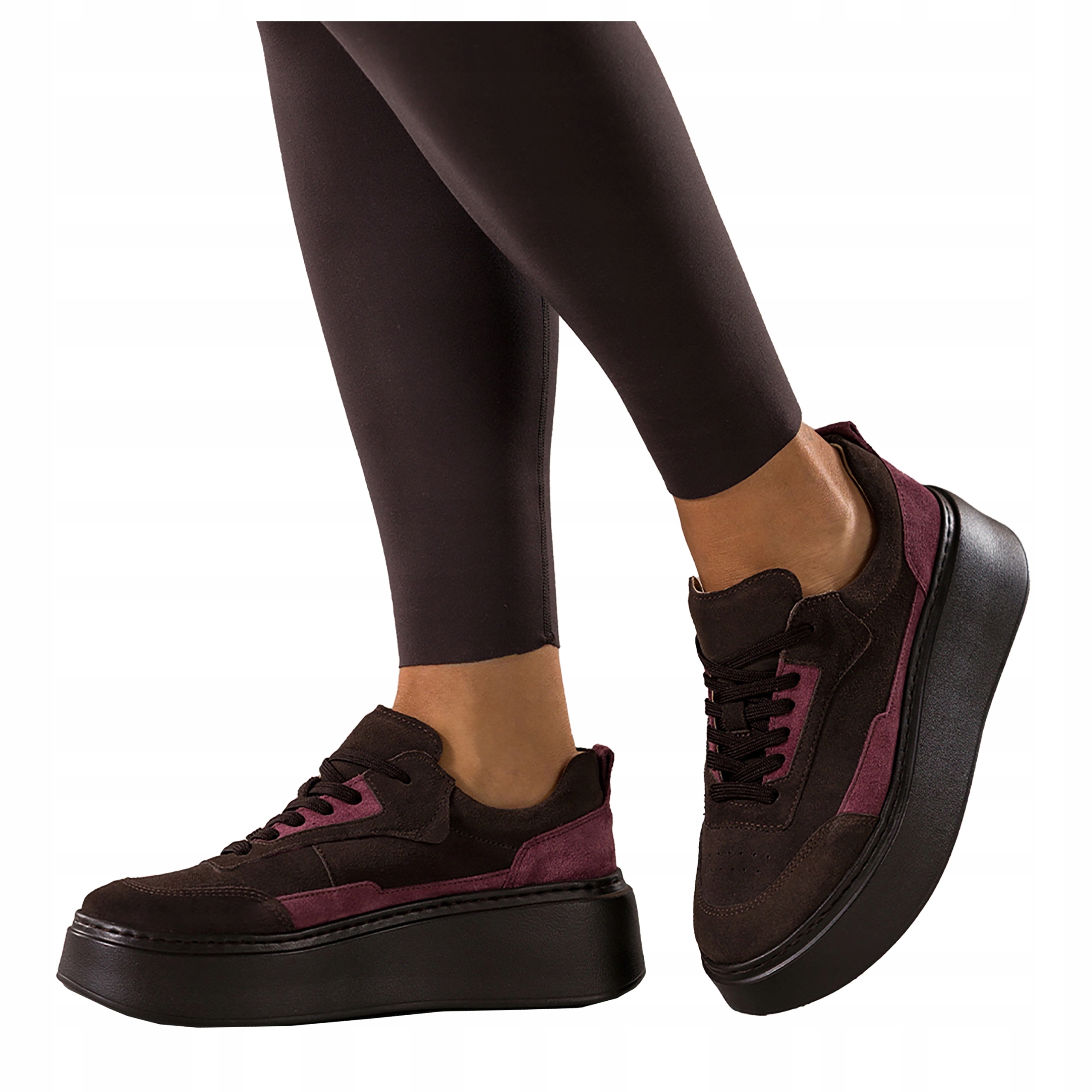 Sportovní tenisky Čokoládové Kožené Dámské Pohodlné Šněrovací vel. 36