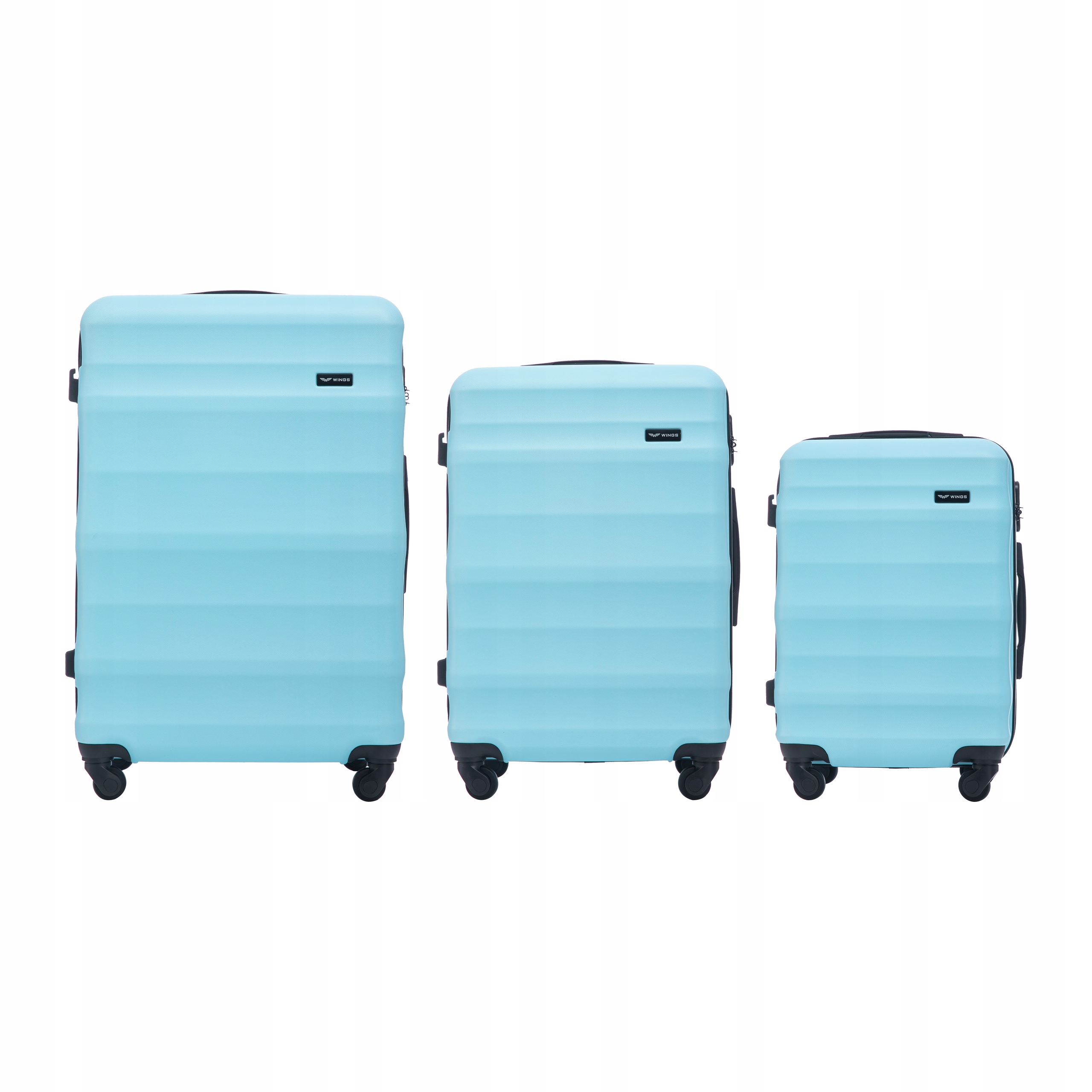 Sada 3 kufrů na kolečkách z pevného Abs, sada cestovních zavazadel Wings