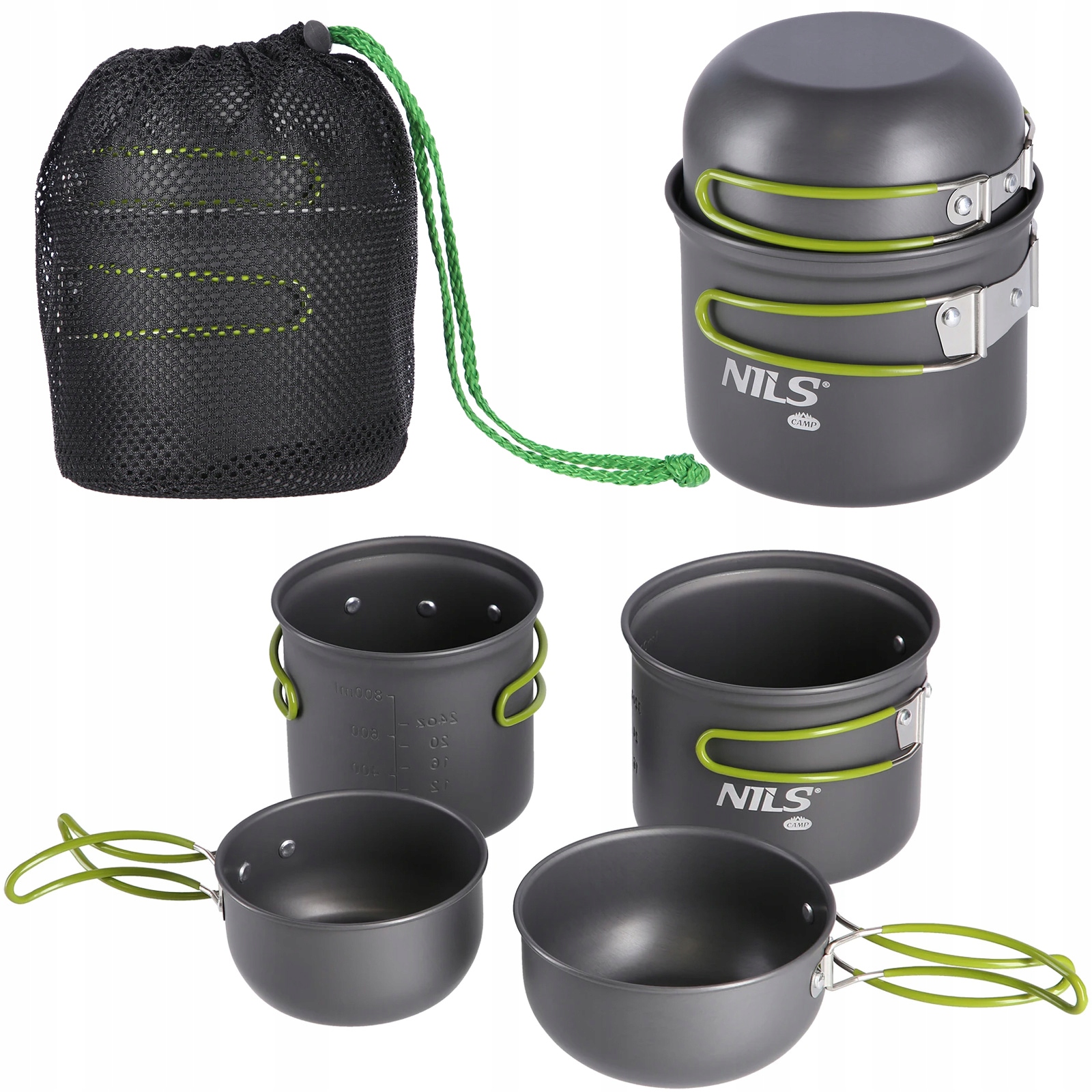 Menażka Turystyczna Harcerska Pojemniki obiadowe 2 Garnki 2 Miski Nils