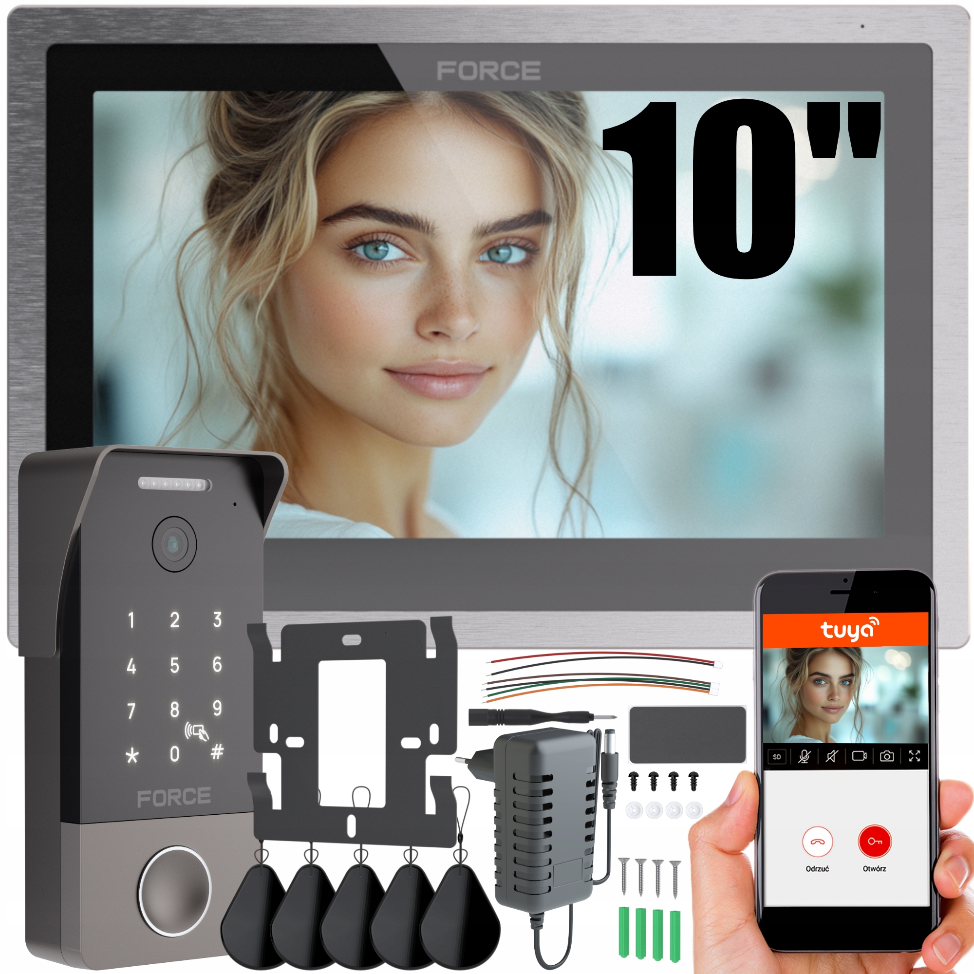 Videovrátnik Force Piano 10" Full Hd Tuya WiFi Čítačka Kľúčenky Brána Furtka