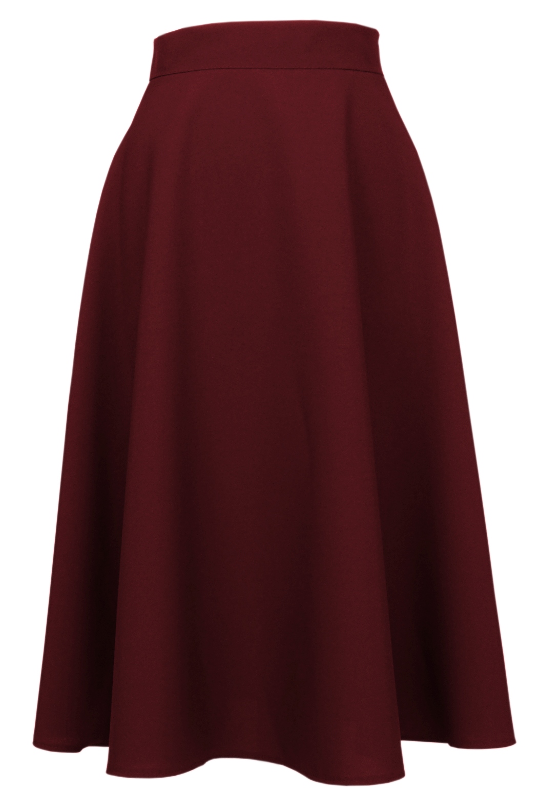 

Bordowa Bordo Spódnica MIDI Rozkloszowana 32 Xxs