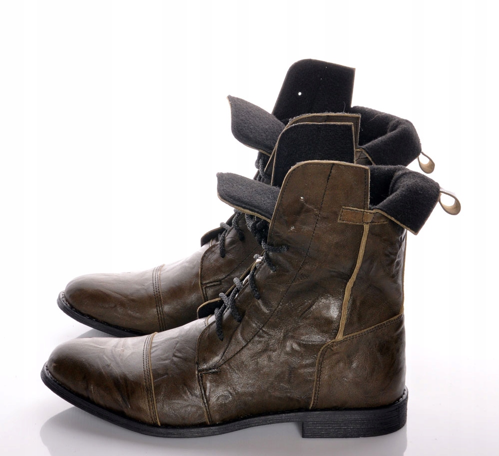 BUTY BULLET za kostkę SKÓRA MĘSKIE MORO OLIWKA CZARNE TRZEWIKI SZTYBLETY 41 Długość wkładki 28 cm