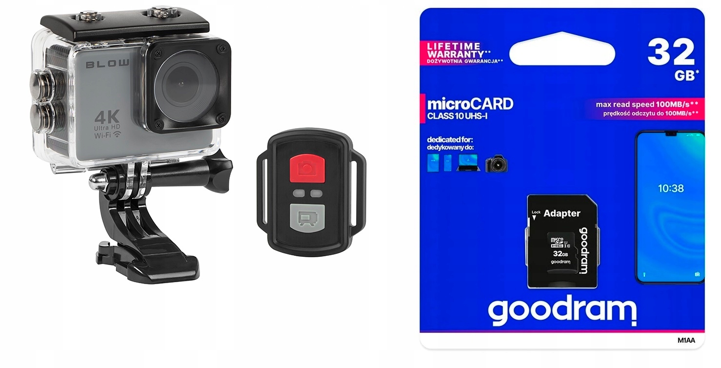 Go Pro4U vodotesná športová kamera 4K záznamník jazdy s diaľkovým ovládaním ++ 32 Gb