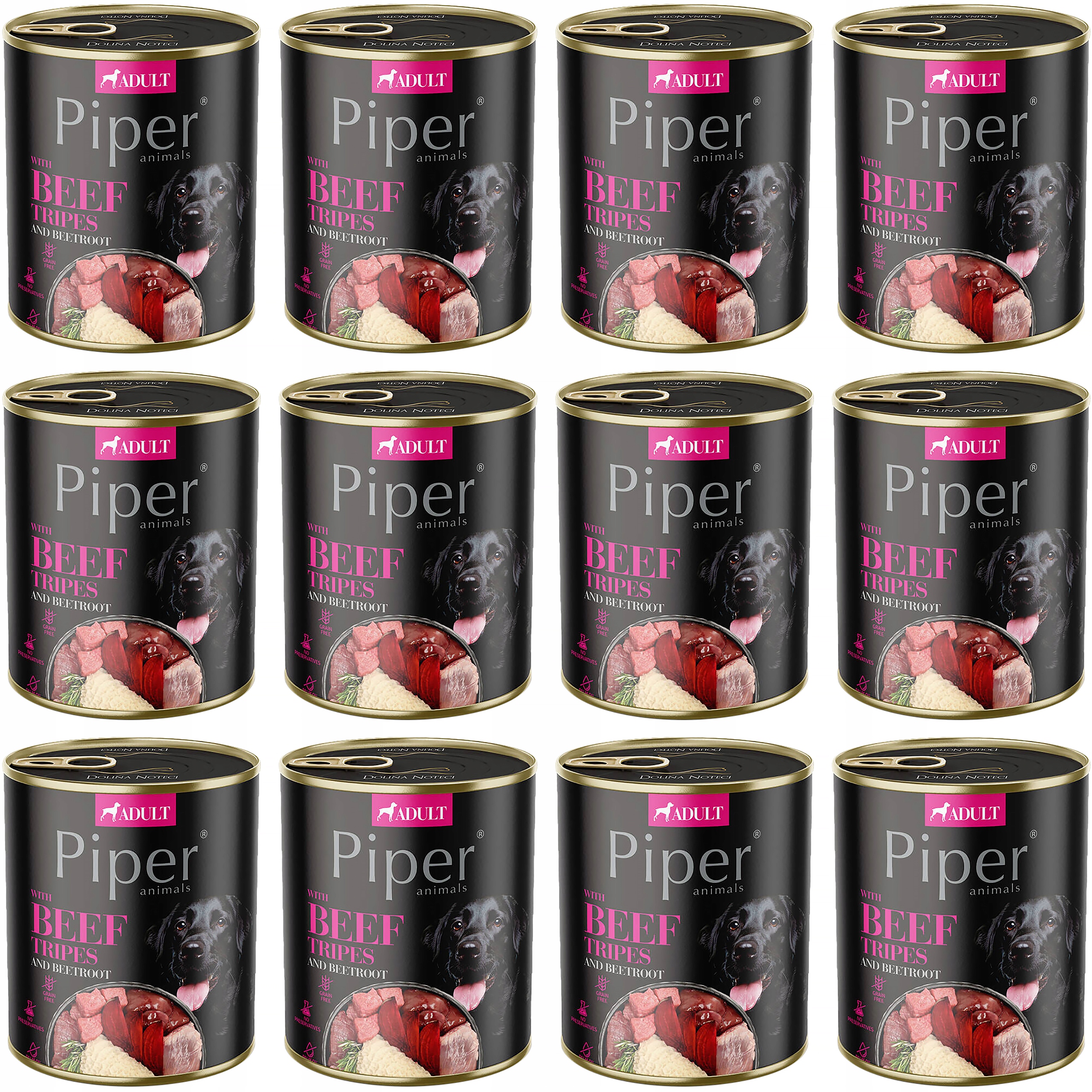 Levně Dolina Noteci Piper Animals s hovězími žaludky a Řepou 12 x 800 g