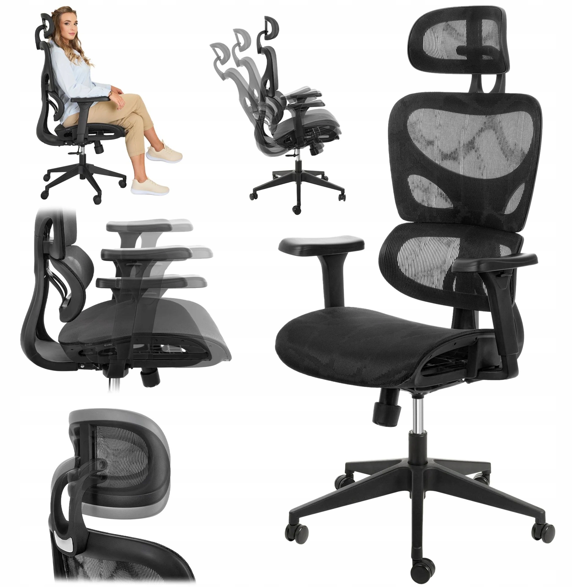 Fotel Gamingowy Ergonomiczny Biurowy Obrotowy Krzesło Do Biura Materiałowy