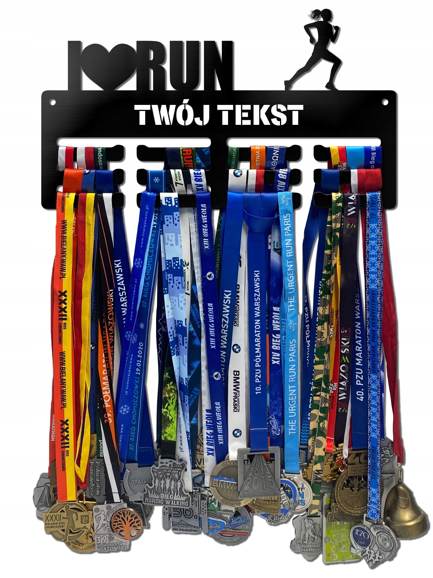 Wieszak na medale I Love Run twoje imię dowolny tekst 212.3