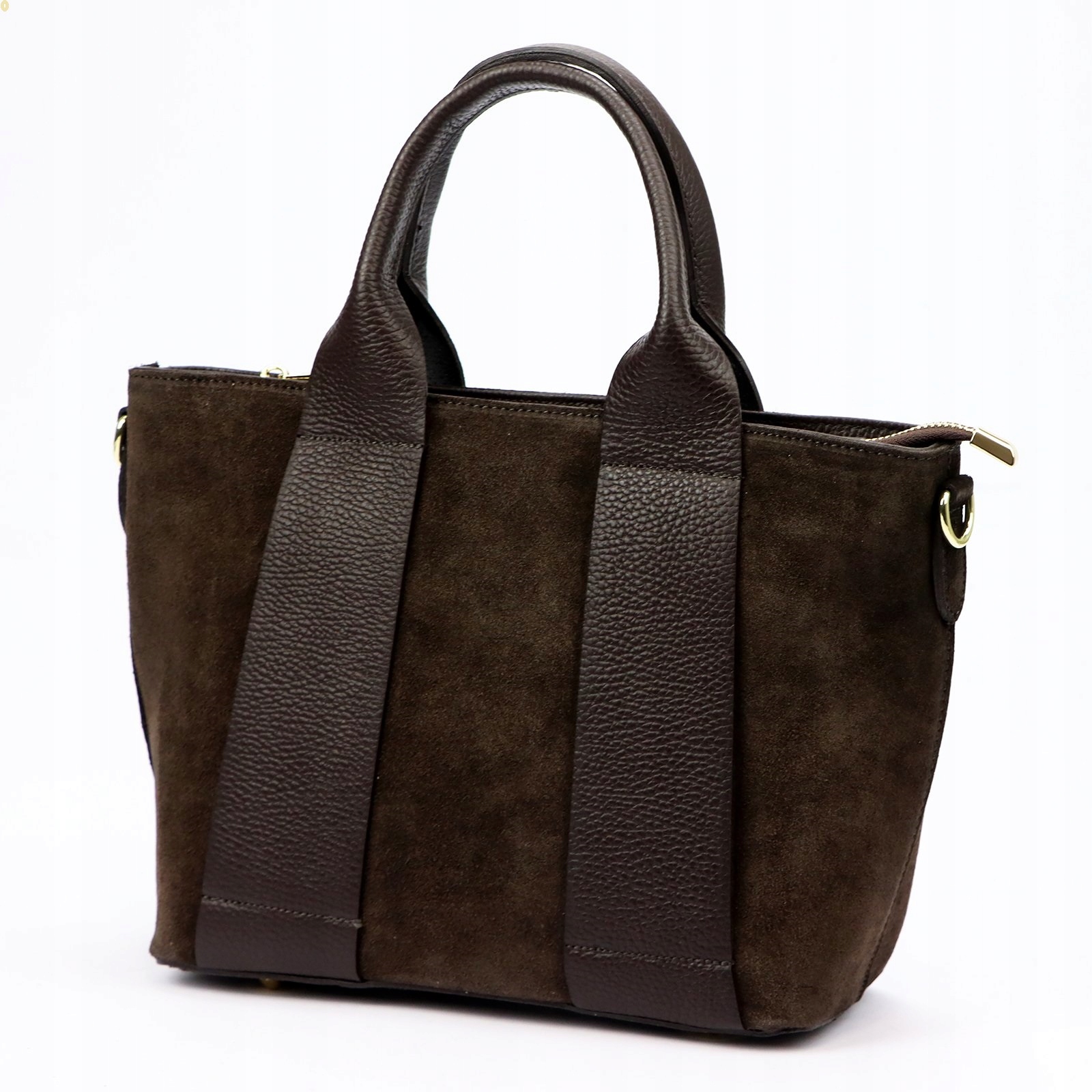 Dámská kabelka přes rameno Vera Pelle kožená semišová hnědá čokoládová