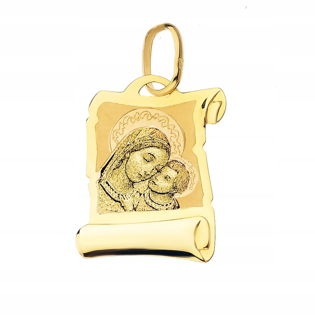 Zlatý Medailonek Matka Boží s Ježíškem, papyrus, laserový vzor