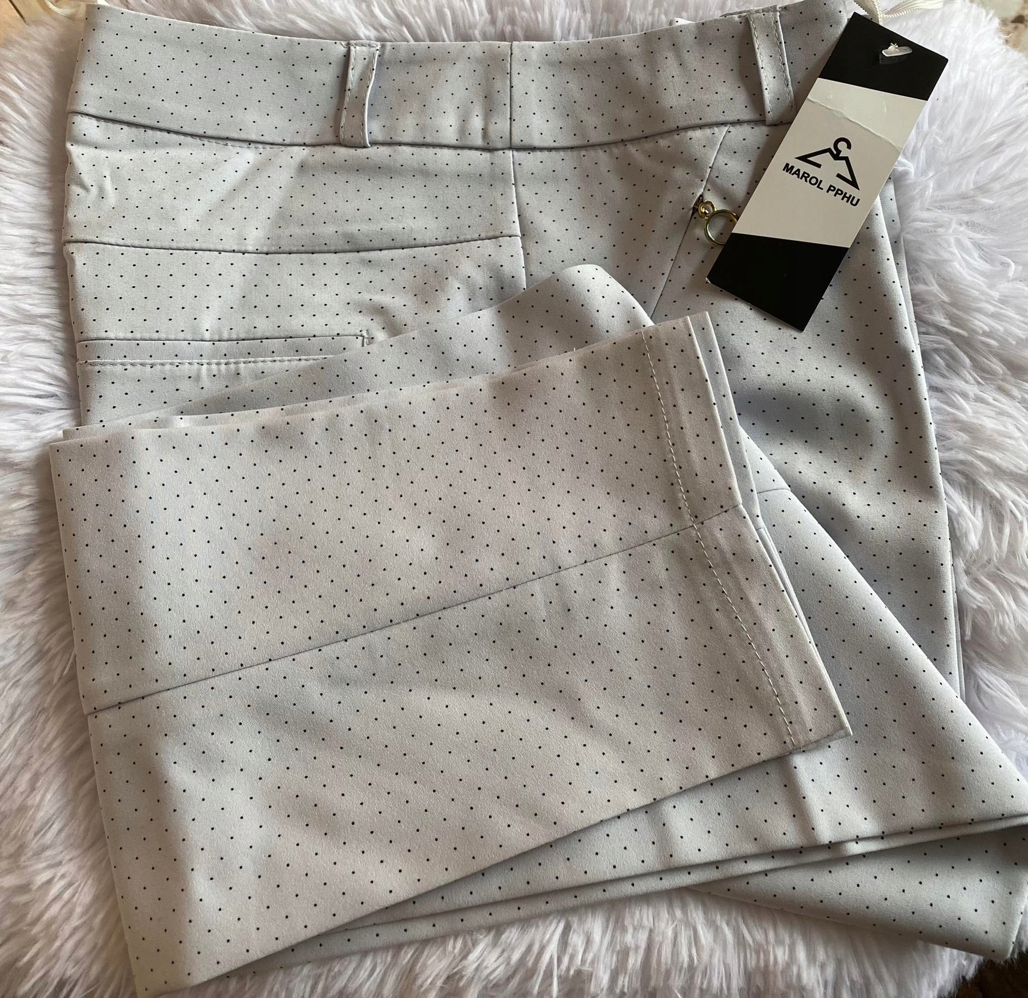 Cigaretové kalhoty šedé s puntíky od firmy Marol velikost 36