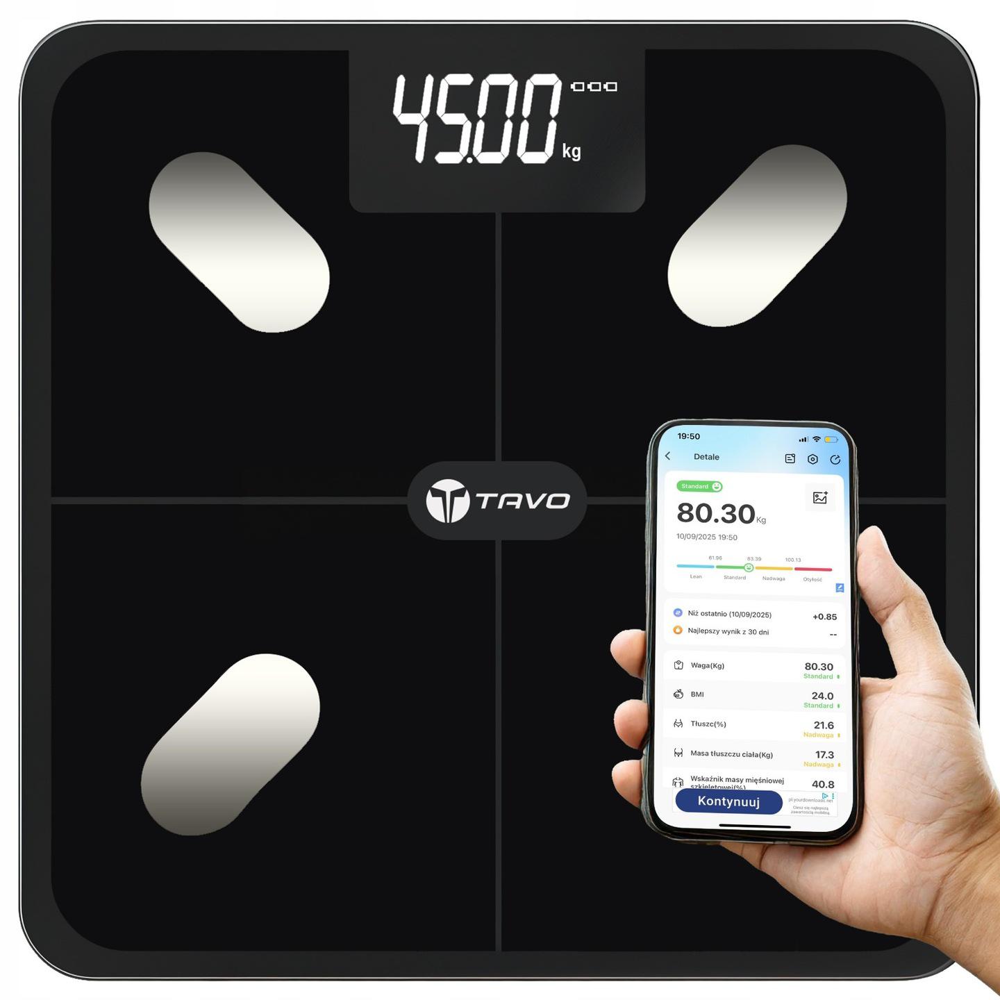 Waga Łazienkowa Analityczna Elektroniczna Aplikacja Smart Sportowa Bmi