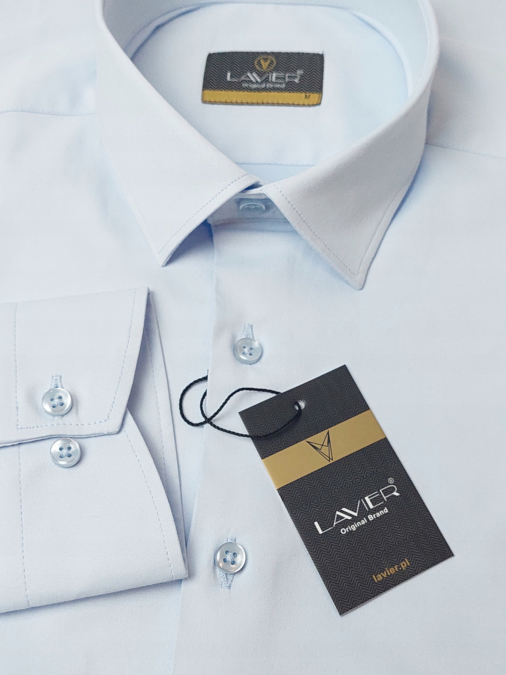 Koszula męska Błękitna dopasowana Lavier - SLIM FIT Bawełna Rozmiar M Kolor niebieski
