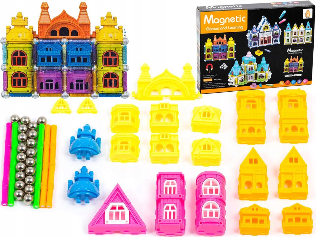 KLOCKI MAGNETYCZNE KONSTRUKCYJNE MAŁY ZAMEK 60 EL.