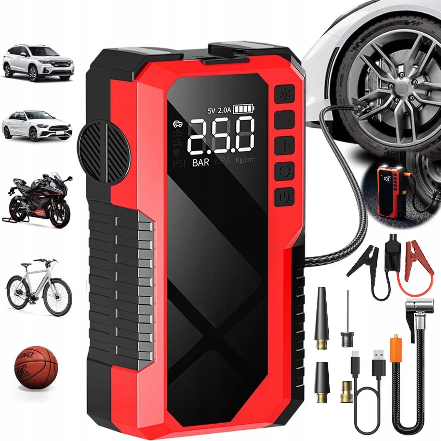 Jump Starter Booster Štartér Do Auta Power Bank S Núdzovým Osvetlením