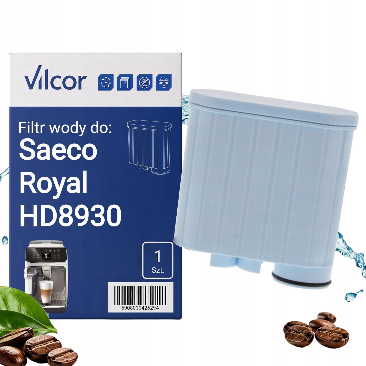 Filtr Do Ekspresu Saeco Royal HD8930 Ciśnieniowy, Wydajny, Wody, Ochrona