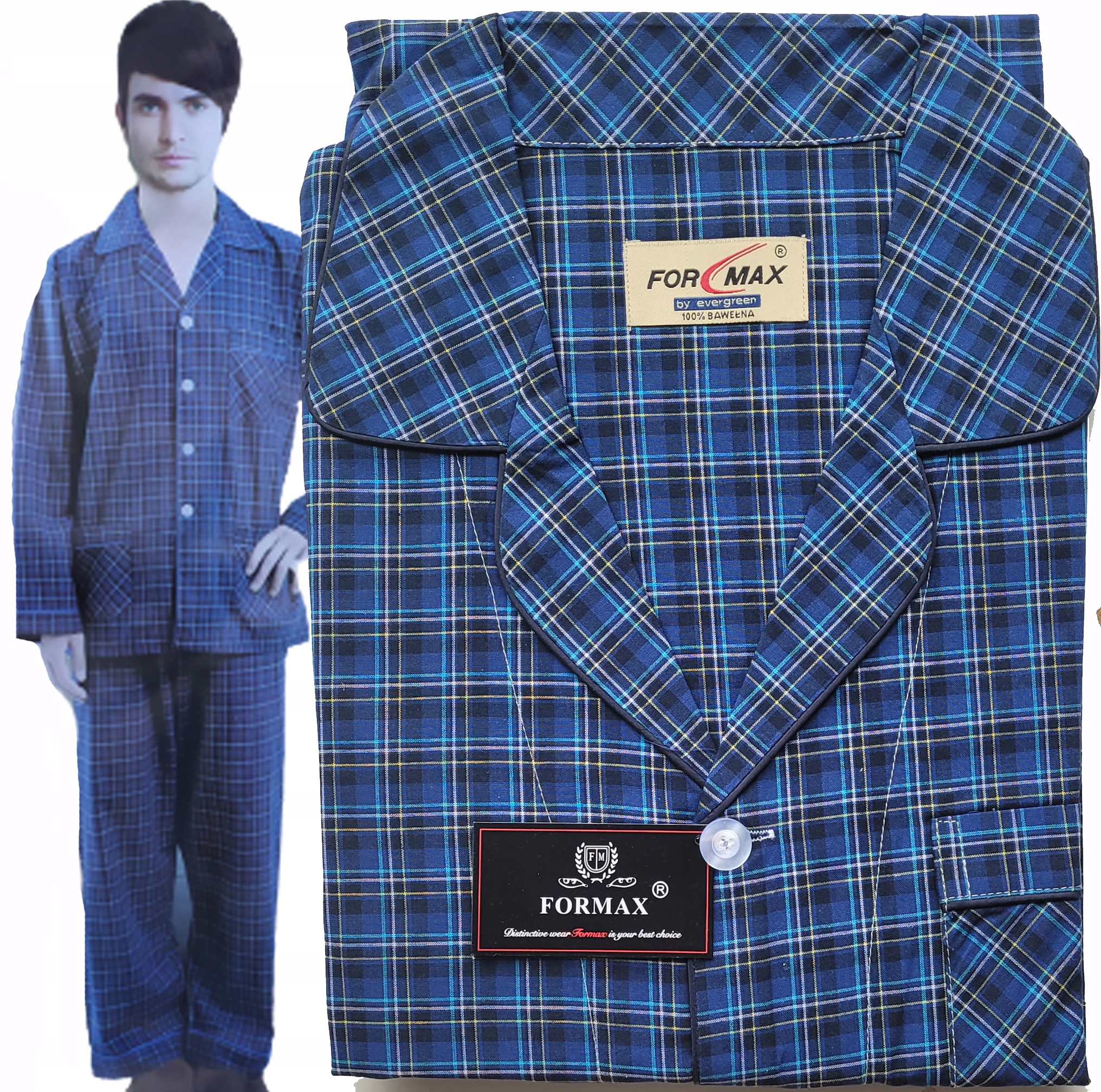 Elegancka Piżama Męska ROZPINANA bawełna r L