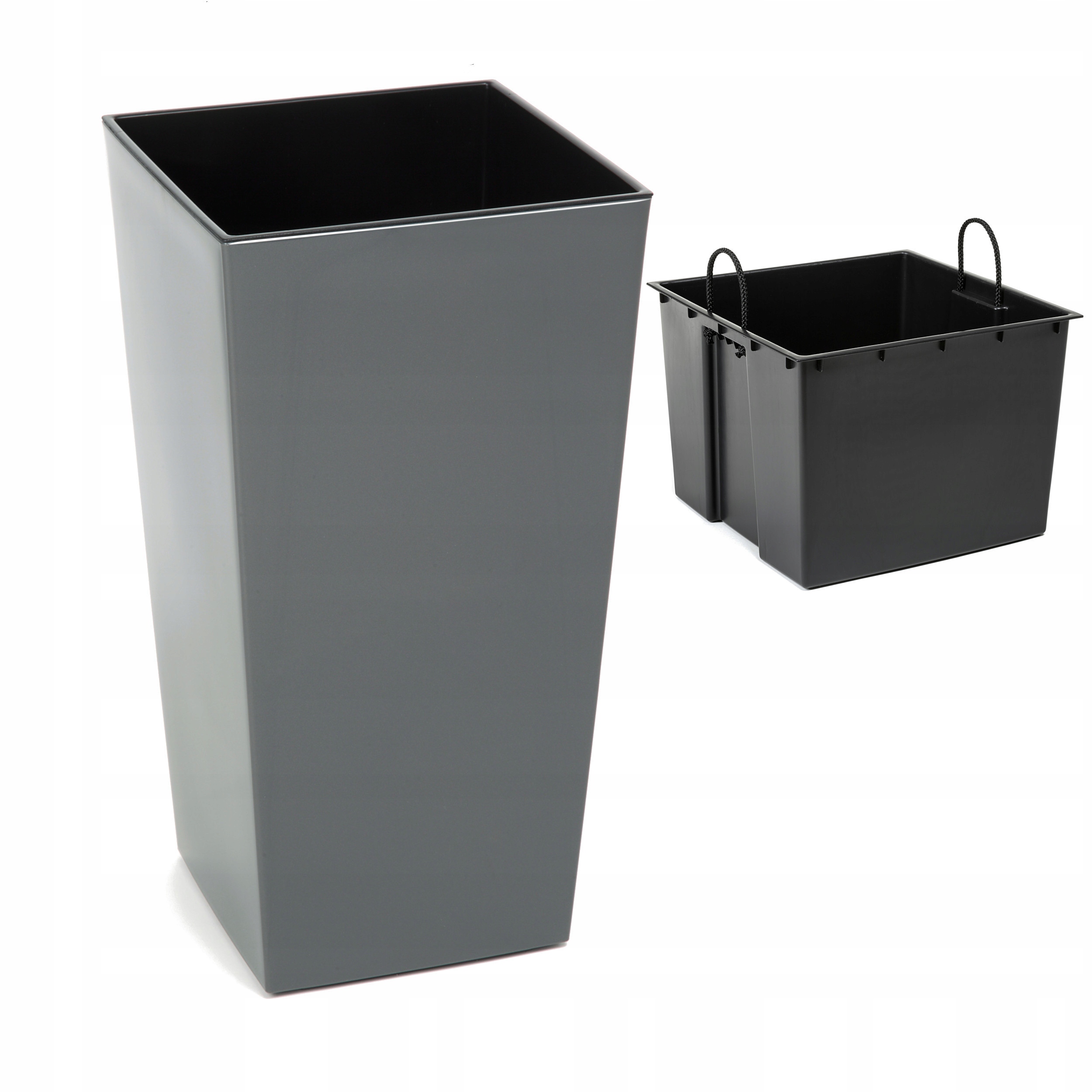 

Doniczka wysoka z wkładem połysk antracyt H 465 mm